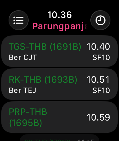 Apple Watch app showing upcoming departures
